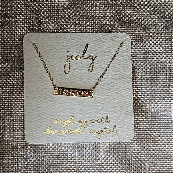 Francesca's July Birthstone Gold-tone Bar Necklace with Swarovski Crystal - Picture 2 of 3